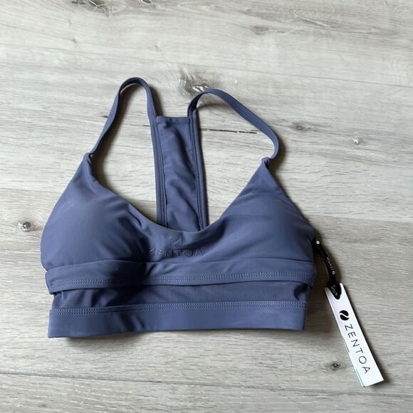 ZENTOA RACERBACK MESH DETAIL SWIM TOP XS PURPLE NWT - Picture 3 of 4